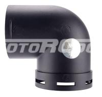 Угловой соединитель 90° для автомобильного воздуховода, Диаметр соединения 60 мм. Высота общая 92 мм. Цвет черный