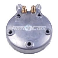 RC-U08175 Крышка компрессора на Sanden 5Н, выходы - вертикальные, Flayer, 3/4"-16UNF, 7/8"-14UNF, с заправочными портами