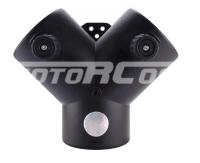 Y-образный соединитель с двумя клапанами для автомобильного воздуховода, Диаметр соединения 60 мм. Высота общая 116 мм. Цвет черный