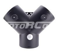 Y-образный соединитель с двумя клапанами для автомобильного воздуховода, Диаметр соединения 75 мм. Высота общая 155 мм. Цвет черный