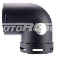 Угловой соединитель 90° для автомобильного воздуховода, Диаметр соединения 75 мм. Высота общая 107 мм. Цвет черный