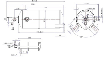 17-2794 Ресивер вертикальный автомобильного кондиционера Титан 312ммх98мм 2х11/16-16UNF ORFS аналог 65-60056-00